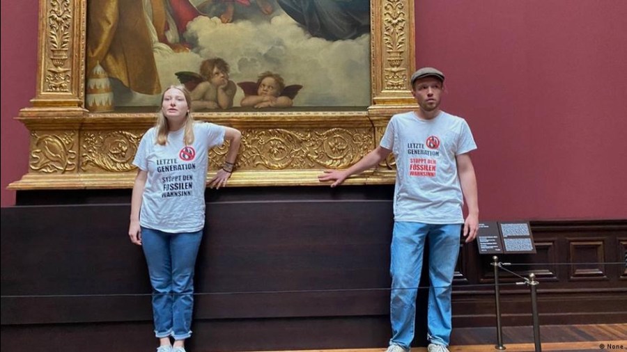 Campaigners have been targeting iconic artworks to symbolically highlight environmental breakdown
