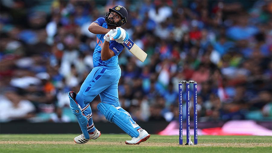 India moved to 67/1 after 10 overs thanks mainly to skipper Rohit Sharma’s willingness to force the pace and 114/2 after 15 