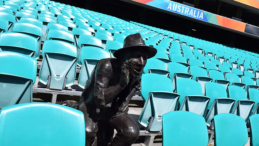 Authorities have immortalised spectator Harold Gascoigne at the SCG by installing a bronze statue of him in the stands  
