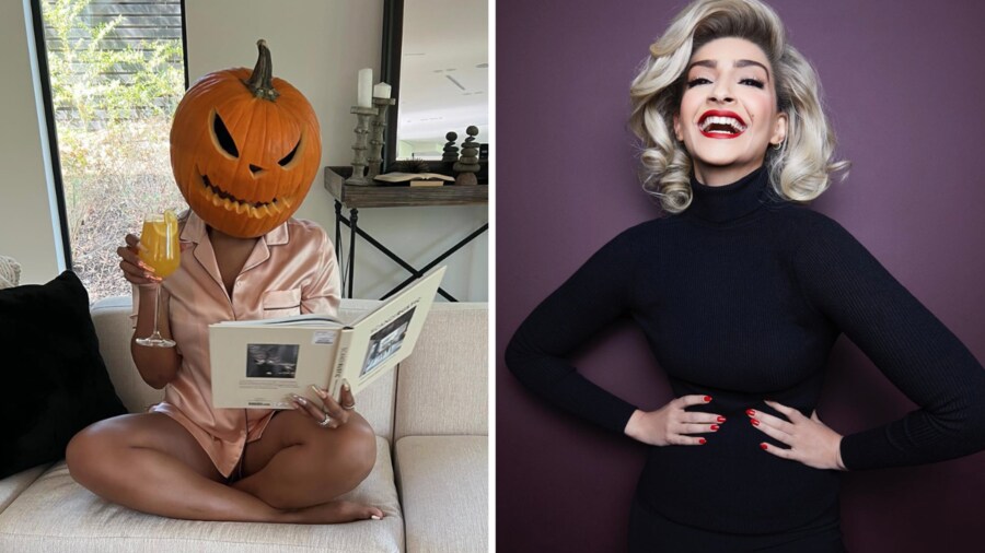 (Left) Meghan Thee Stallion channelling her inner Dwight Schrute and (right) Sonam Kapoor as Marilyn Monroe