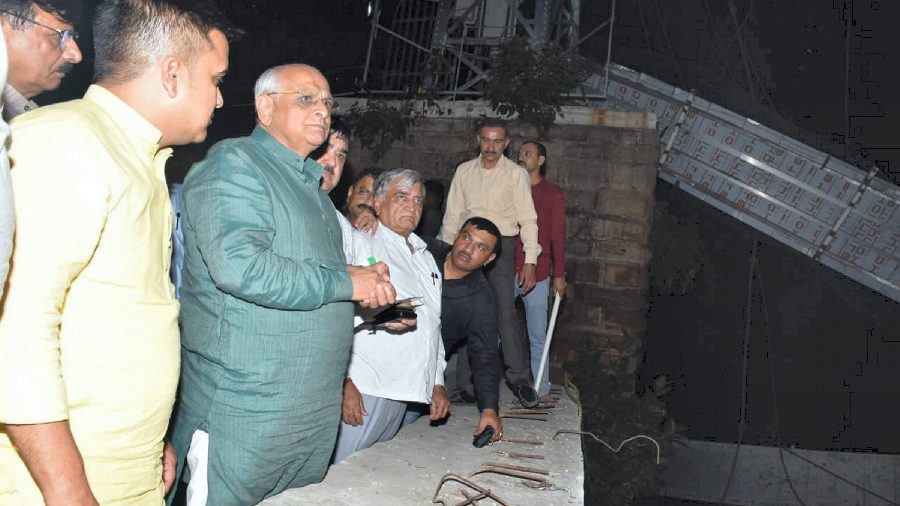 Gujarat CM Bhupendra Patel arrives at the site to take stock of the situation