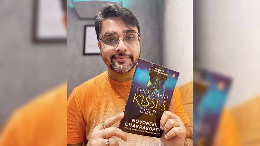 Author Novoneel Chakraborty with his new book A Thousand Kisses Deep