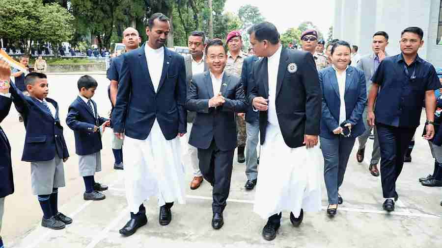 PS Golay, the chief minister of Sikkim, is all smiles at the Jesuit event in Darjeeling on Saturday