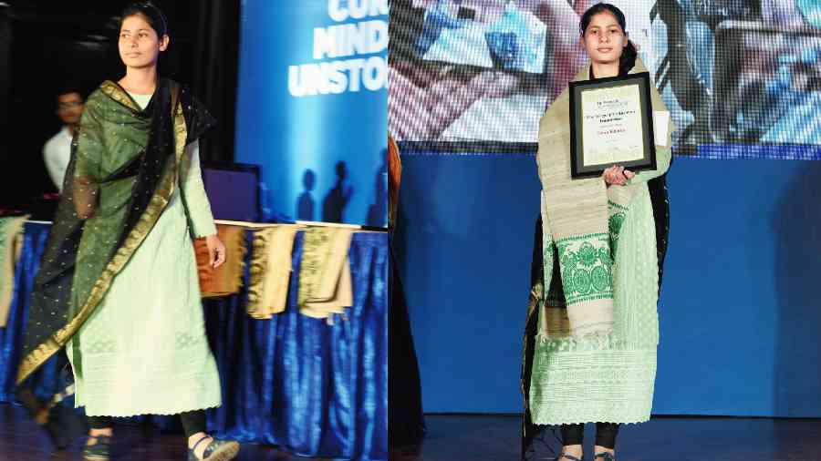 Renu Khatun receives The Telegraph Education Foundation honour at IIHM presents The Telegraph School Awards for Excellence 2022, 27th edition, in association with The Bhawanipur Education Society College. 