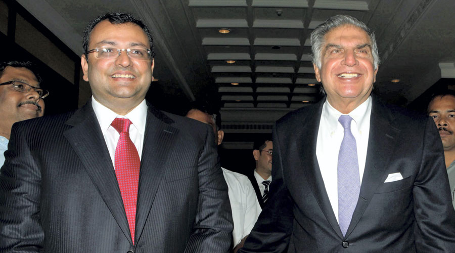 In this file photo, businessman and former Chairman of TATA Group Cyrus Mistry with industrialist Ratan Tata in Calcutta. Mistry died in a road accident in Palghar district on Sunday.