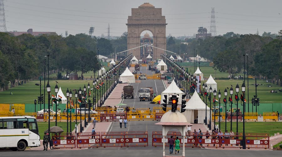 View of Rajpath at the Central Vista Avenue in New Delhi.