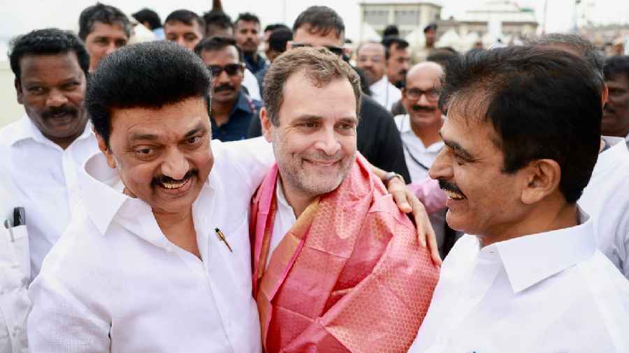 Rahul Gandhi with MK Stalin