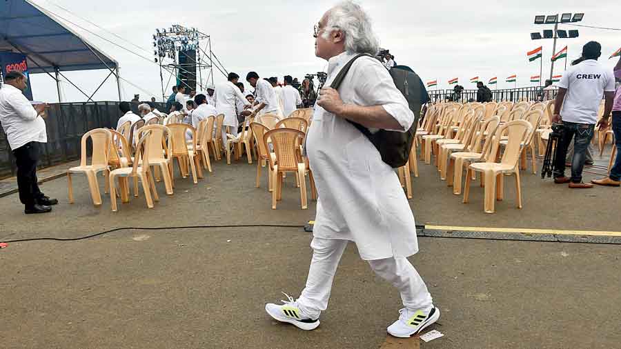 Congress communications chief Jairam Ramesh during the launch of the yatra.