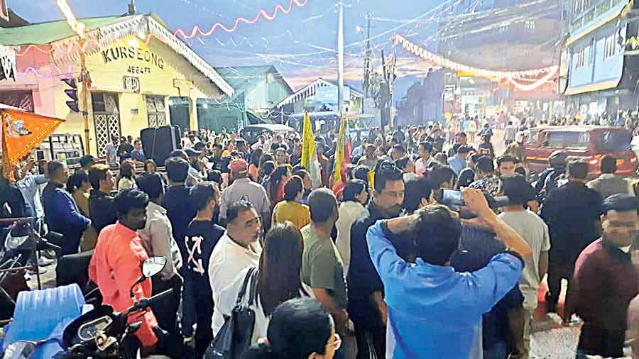 Supporters of the BGPM join in celebrations  on Wednesday  in Kurseong ahead of the first anniversary of the party.