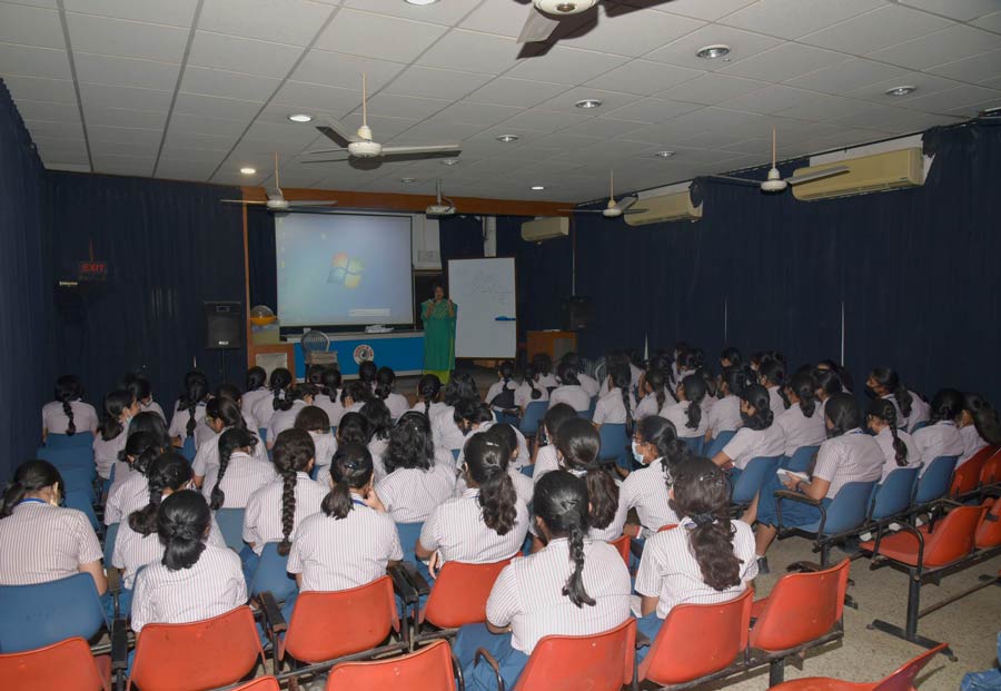 Students of Modern High School for Girls take part in a mathematics workshop organised by the Birla Industrial &Technological Museum, Kolkata, on Thursday. 