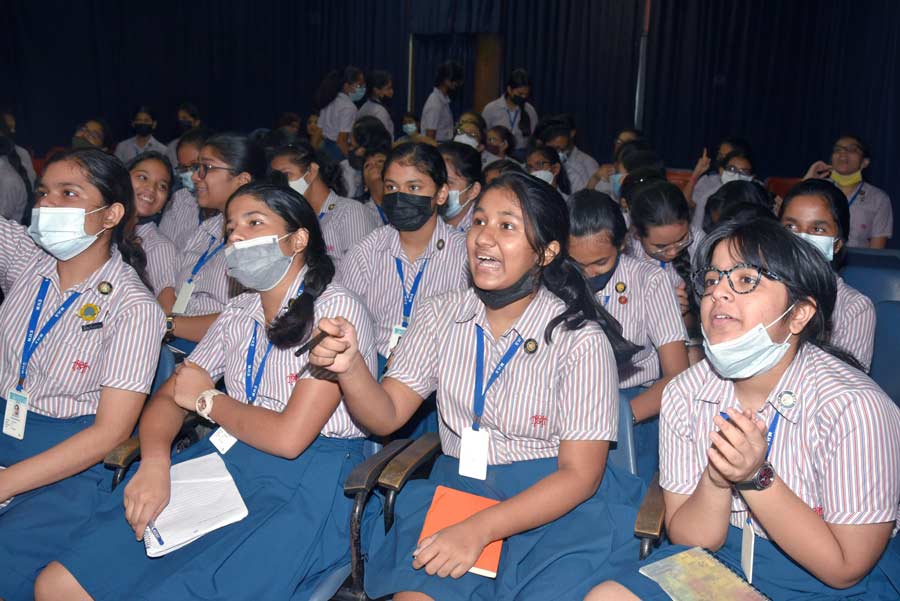 Students of Modern High School for Girls take part in a mathematics workshop organised by the Birla Industrial & Technological Museum, Kolkata, on Thursday, September 8. 