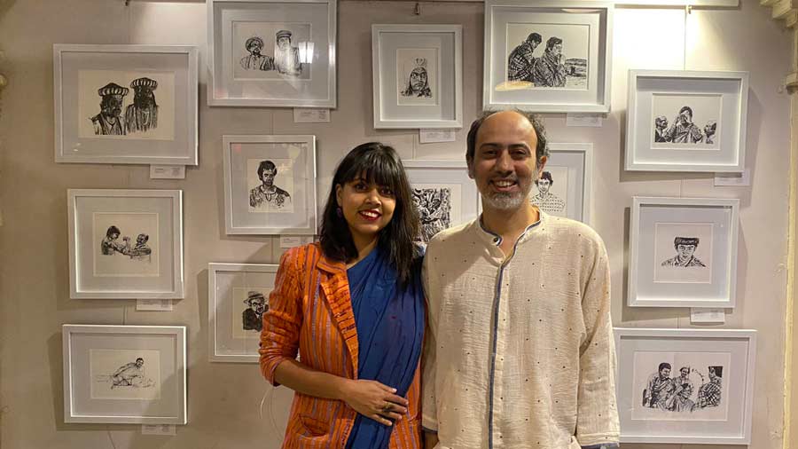 Musician Diptanshu Roy (Karishma’s better half) was also present at the event. Karishma, who has dedicated the exhibition to Satyajit Ray, credits her husband for lending her fountain pens from his personal collection and inspiring her