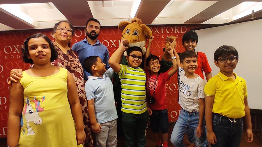 When Geronimo Stilton comes calling, a photo-op is a must. Storyteller Chitralekha Bhaskar and fans pose with their favourite character at Oxford Bookstore, Kolkata