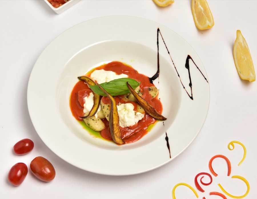 Warm, chewy and delightful — the sweet potato gnocchi served with a warm tomato coulis and fresh buffalo mozzarella is a real treat. The gnocchi has a great bite, while the classic Italian flavours of tomato and mozzarella add the tang and oomph 
