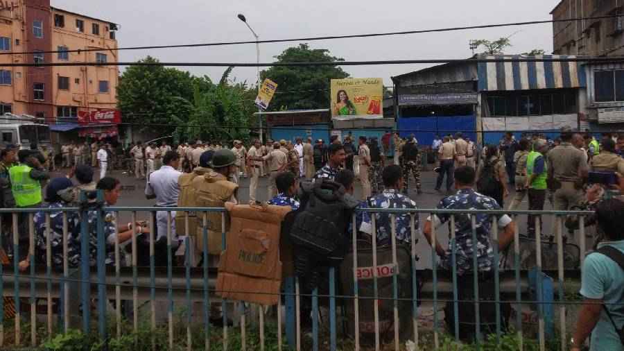 Security beefed up at the Santragachi area in Howrah.