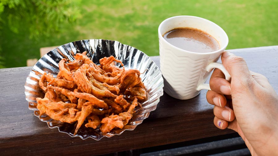 There's nothing like a cup of chai and some crispy sides on a rainy day