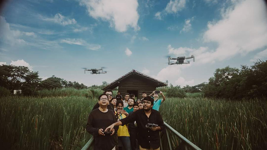 The organisers flying the drones 