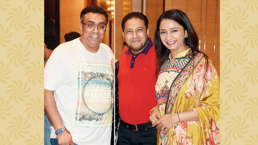 Director Raajhorshee De with producers Akshatt K Pandey and Shilpi at the event.