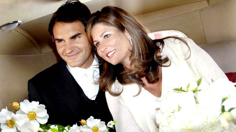 Roger Federer with his wife, former tennis player Mirka on their wedding anniversary