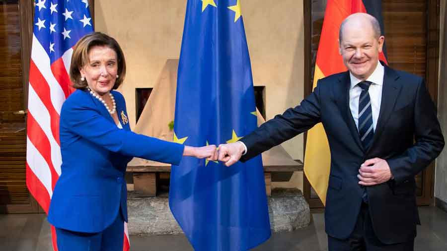 Nancy Pelosi and Olaf Scholz met briefly before at the Munich Security Conference in February