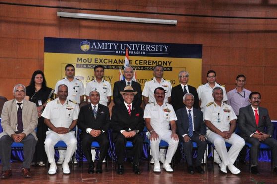 Indian Navy personnel at Amity University Uttar Pradesh during Exchange of MoU