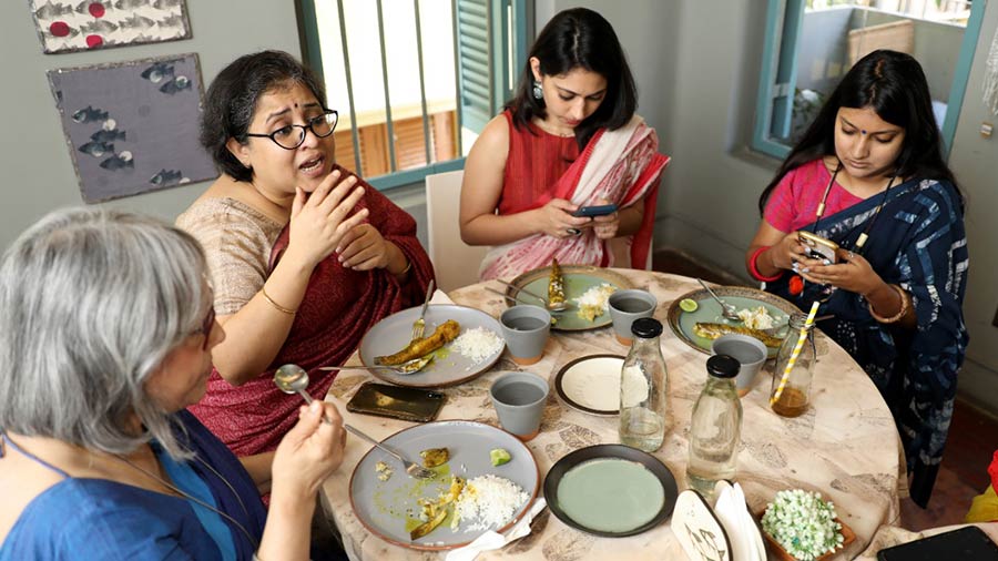 Phone cameras were trained on plates, snapping the various ‘choto maach’ courses through the afternoon