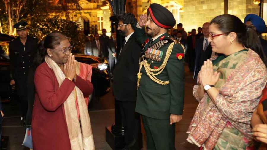 President Droupadi Murmu arrives in London