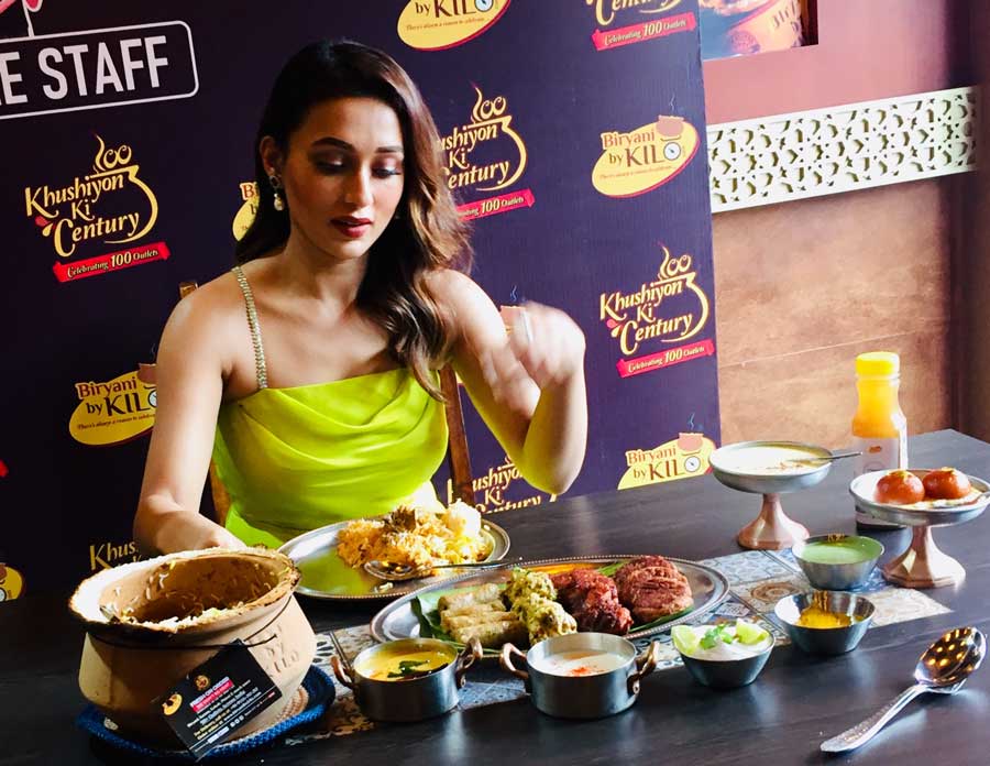 Actress Mimi Chakraborty at the inauguration of a new outlet of a popular restaurant chain on Thursday, September 15.