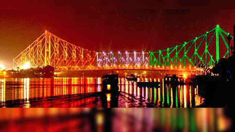 The Howrah bridge as it appears at night now