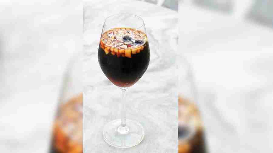 Cascara Sangria: For a fresh hit of caffeine, try the refreshing Cascara Sangria, complete with delicious bites of apple. Rs 210