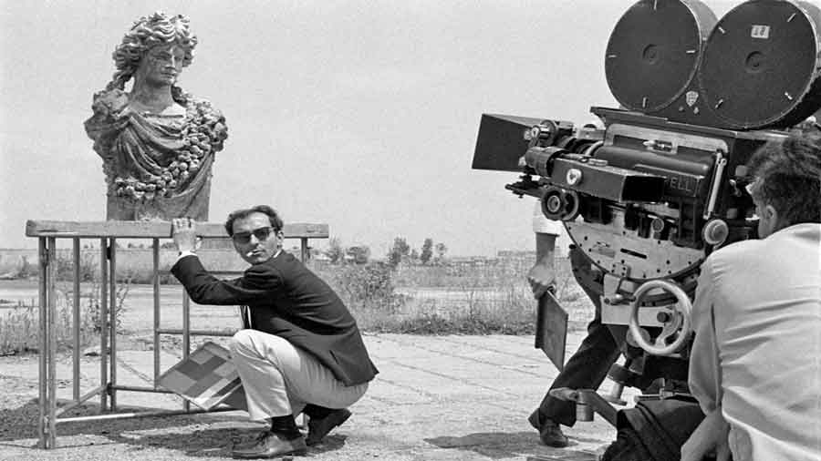 Jean-Luc Godard during the filming of Le Mépris in 1963 in Capri.