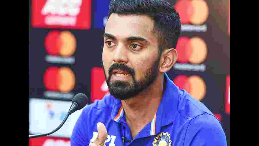 India vice-captain KL Rahul at the news conference in Mohali on Monday.