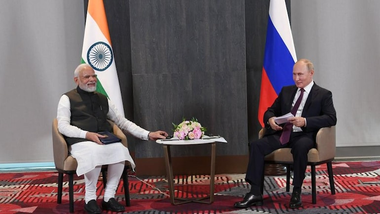 Prime Minister Narendra Modi with Russian president Vladimir Putin.