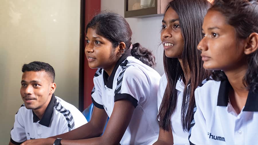 (L-R) Arijit Rana, Moumita Roy, Jaya Hansda and Moumi Jana make up Bengal’s section of the contingent