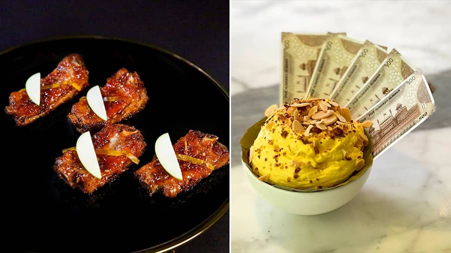 Meetha Achaar Pork Ribs and Daulat Ki Chaat — two of the dishes on the pop-up’s menu