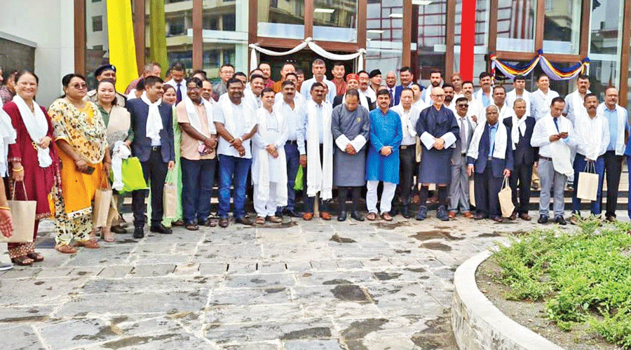 The Indian delegation at Phuentsholing on Tuesday.