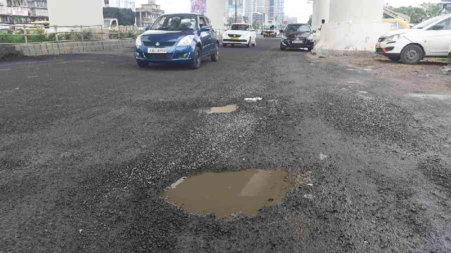 Potholes on EM Bypass near VIP Bazar