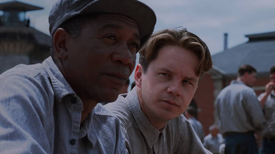 Morgan Freeman and Tim Robbins in a still from The Shawshank Redemption. 