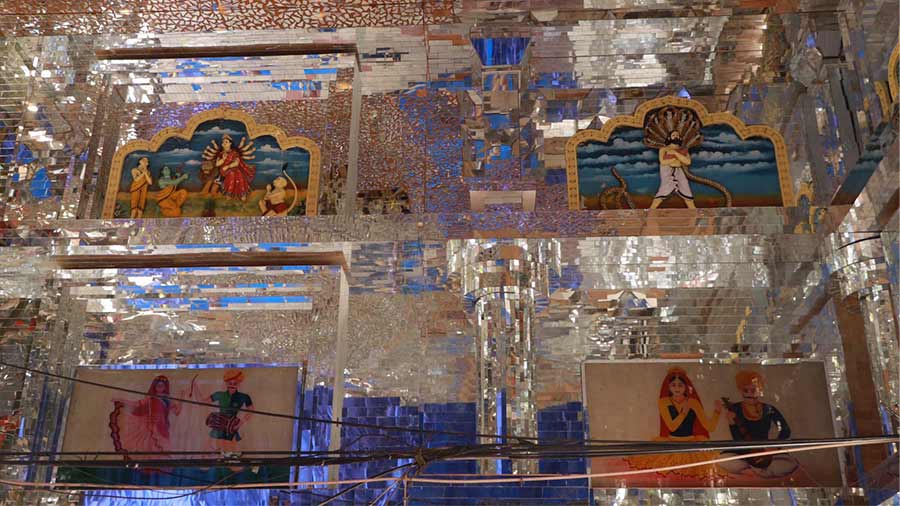 Inside the Mohammad Ali Park Durga Puja pandal.