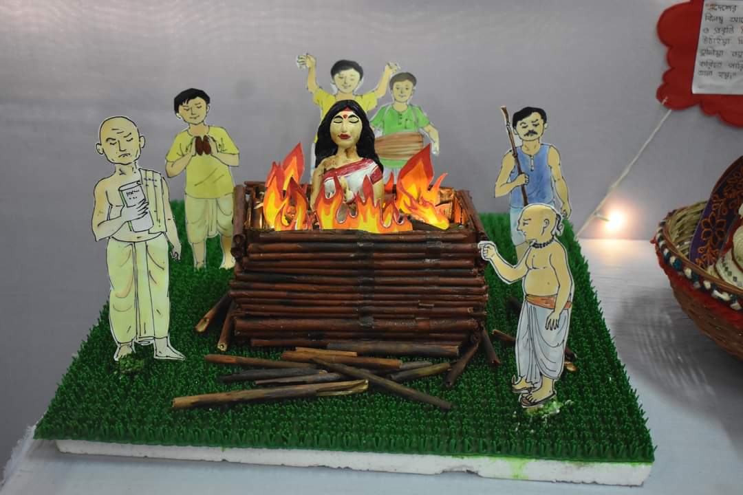 Students presented a model of the Sati ritual at the exhibition