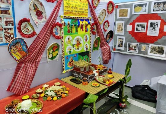 Students showed a number of different things that are an integral part of Durga Puja.