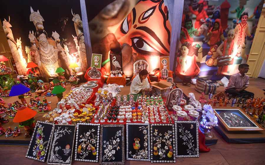 Artefacts from across West Bengal on display at an exhibition on Durga Puja on Tuesday, September 20. 