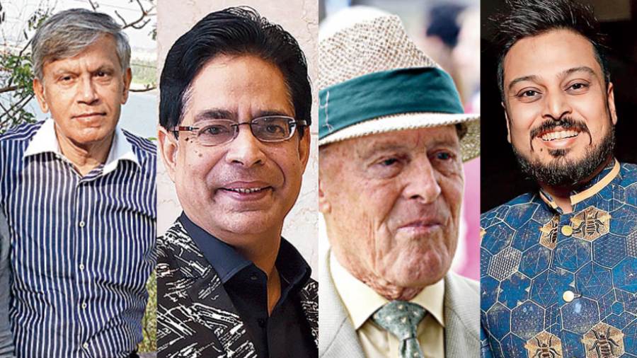 Dilip Rasiklal Doshi (extreme left) will be awarded Xaverian Award of Eminence (Sports); Suborno Bose (second from left), founder and chief mentor at IIHM, and Kamal Kumar Mittal, chairman and managing director of PCM Group of Industries, will receive the Global Xaverian Award; The event will have a celebrity talk show by eminent England cricketer Sir Geoffrey Boycott (Second from Right);  Kolkata-based designer Abhishek Dutta (extreme right) will showcase his collection at the event. 