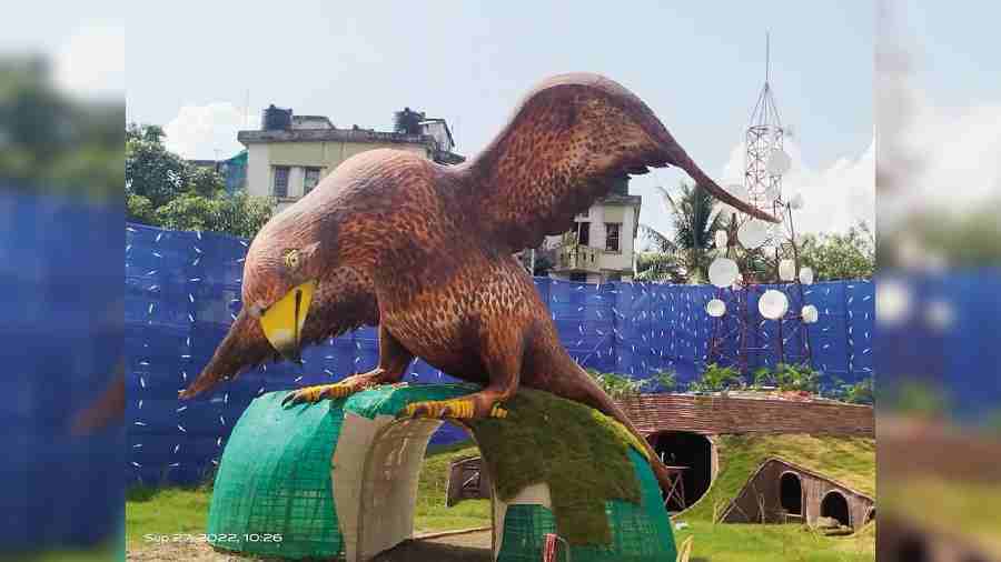 The model of a bird in agony, due to cell phone tower radiation, at Balaka Abasan