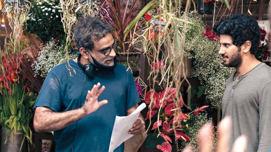 R. Balki with Dulquer on the sets of Chup