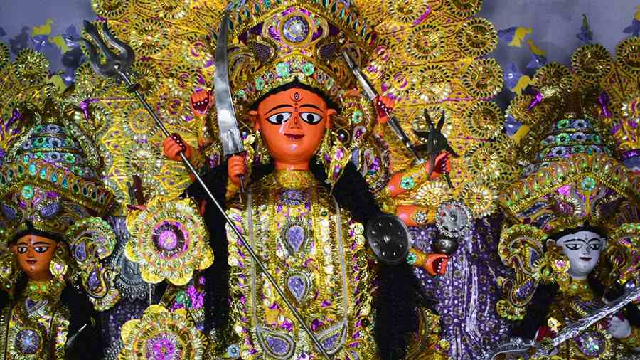 The Durga idol at Biswas residence in Mankar