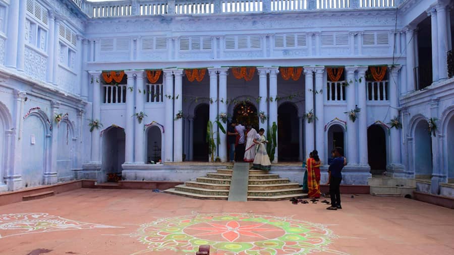 A view of the Durga dalan at Biswas Bari in Mankar