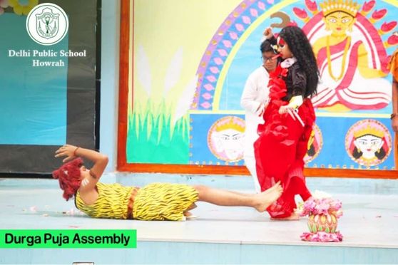 Delhi Public School, Howrah conducted a special assembly on the auspicious occasion of Durga Puja. The assembly was a message for the students about the victory of good over evil. A humorous  musical skit was performed by the students as a festive mark of the victory of Goddess Durga over the demon Mahishasura. 