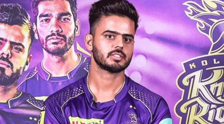 KKR captain Nitish Rana during a news conference in Calcutta earlier in the week.