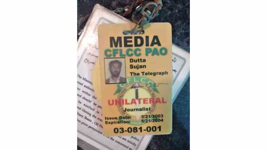 Dutta’s Press ID issued by the Pentagon during the Iraq invasion. ‘Unilateral’ meant he wasn’t embedded with the invading forces